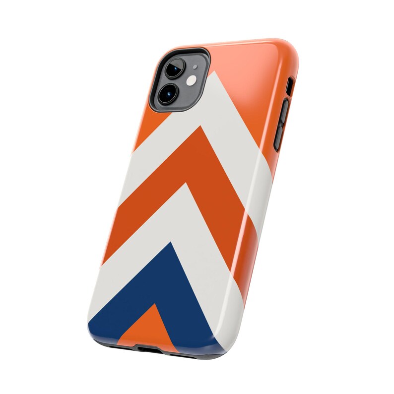 Abstract Racing Stripe Phone Case, Orange Deep Blue Geometric Cover (Zandvoort Orange), Retro Motorsport Gift imagen 4