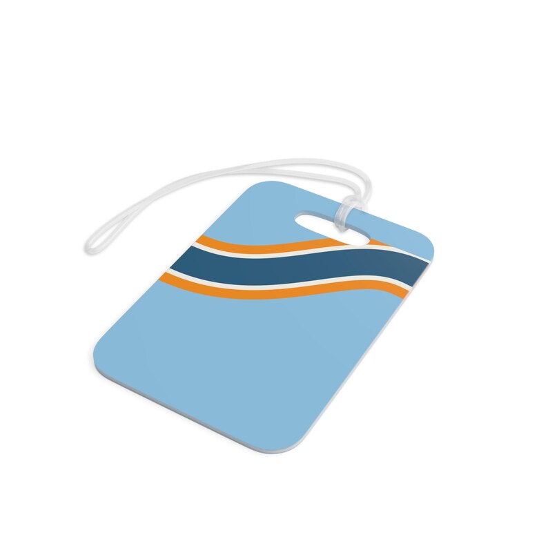 Abstract Racing Stripe Luggage Tag, Powder Blue Marigold Geometric Bag Tag (Sarthe ’68), Travel Gift for Him image 4