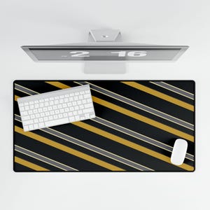 Tapis de bureau à rayures de course abstraites, sous-main géométrique noir et or (minuit et or), cadeau pour les passionnés de voitures image 5