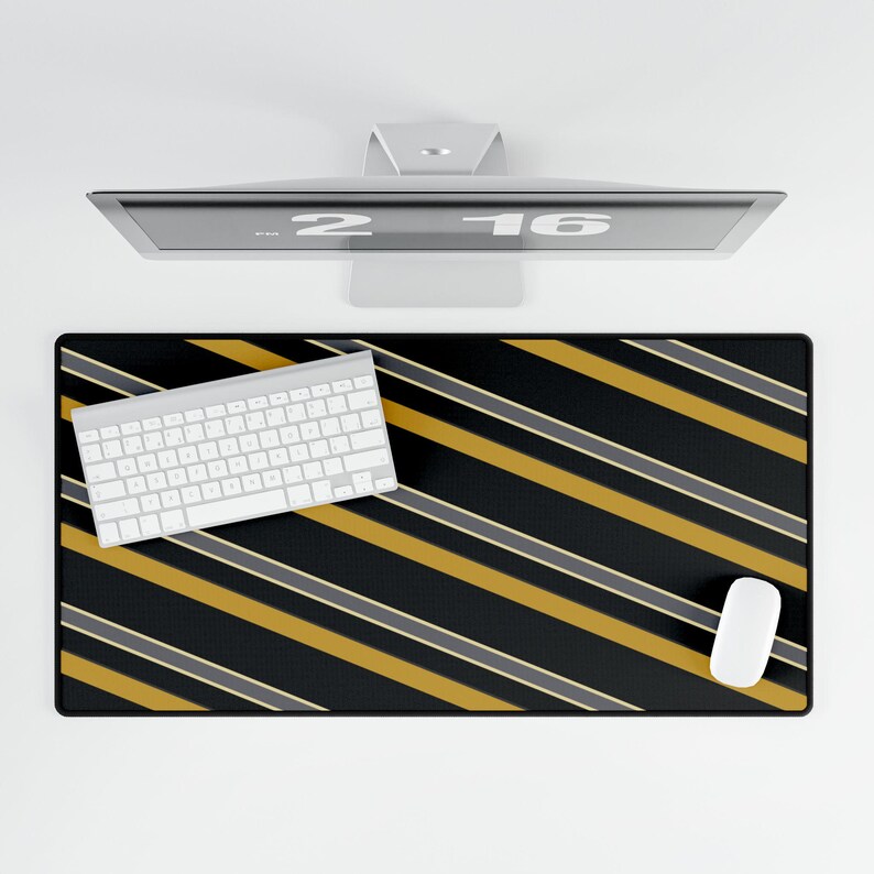 Tapis de bureau à rayures de course abstraites, sous-main géométrique noir et or (minuit et or), cadeau pour les passionnés de voitures image 5