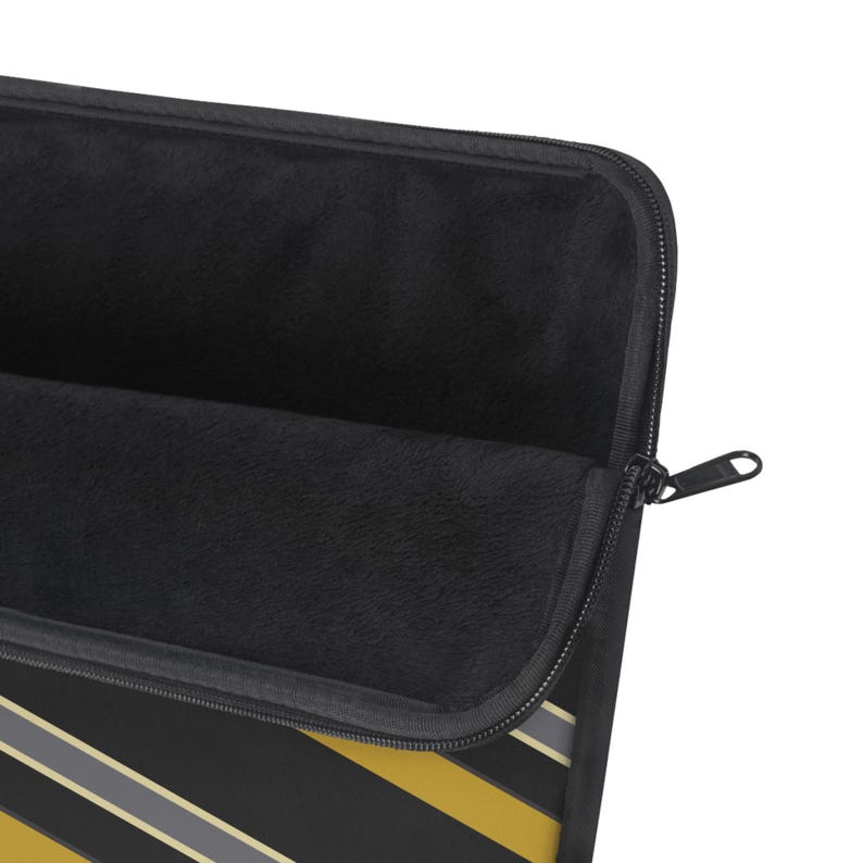 Abstract Racing Stripe Laptop Sleeve, Black Gold Geometric Laptop Case (Midnight and Gold), Gift for Car Lovers image 7