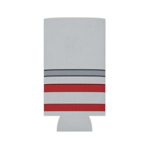 Abstract Racing Stripe Can Cooler, Silver Racing Red Geometric Can Insulator (Avus Silver), Motorsport Gift image 6