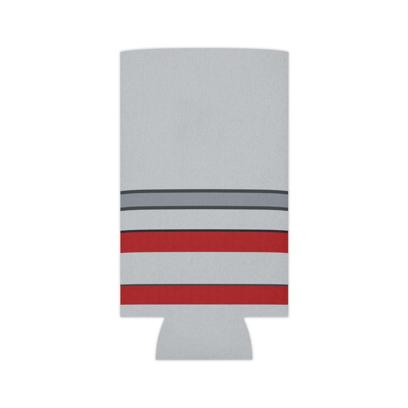 Abstract Racing Stripe Can Cooler, Silver Racing Red Geometric Can Insulator (Avus Silver), Motorsport Gift image 6