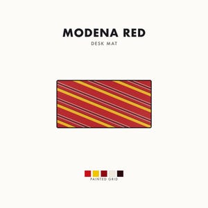 Abstract Racing Stripe Desk Mat, Racing Red Shield Yellow Geometric Desk Pad (Modena Red), Gift for Car Lovers image 1