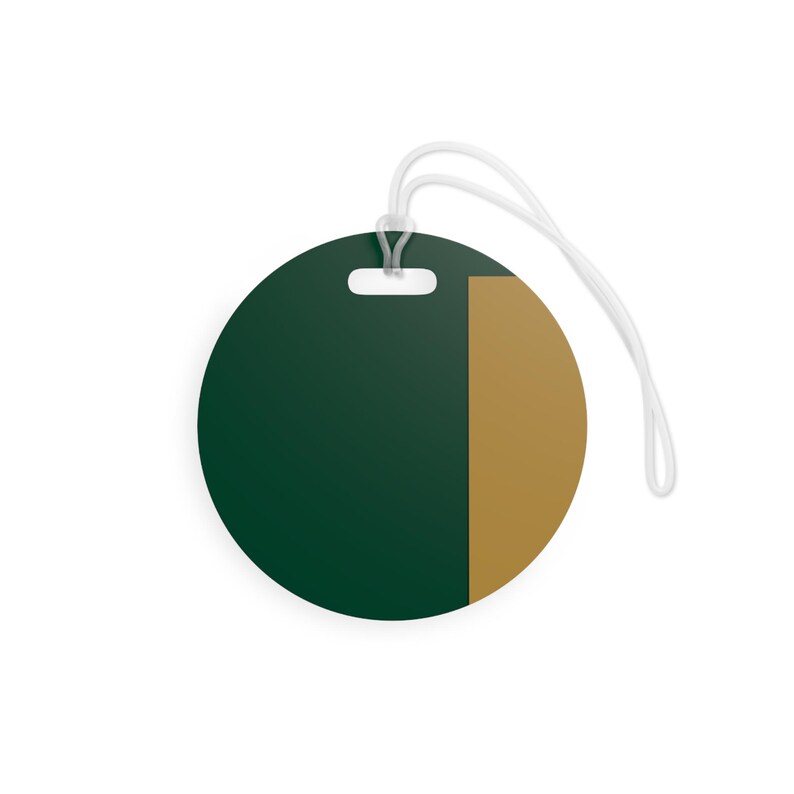 Abstract Racing Stripe Luggage Tag, British Racing Green Brass Geometric Bag Tag (Brooklands Green), Travel Gift for Him image 7