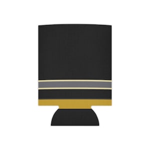 Abstract Racing Stripe Can Cooler, Black Gold Geometric Can Insulator (Midnight and Gold), Motorsport Gift