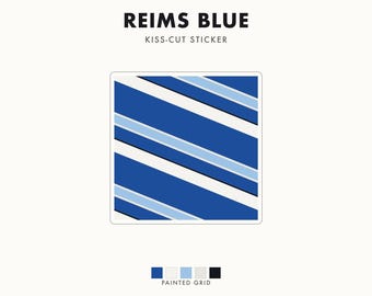 Abstract Racing Stripe Sticker, French Racing Blue Bone Geometric Vinyl Decal (Reims Blue), Car Lover Gift