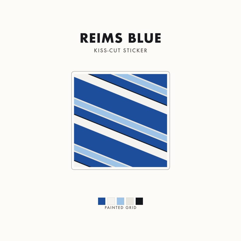 Abstract Racing Stripe Sticker, French Racing Blue Bone Geometric Vinyl Decal (Reims Blue), Car Lover Gift bild 1
