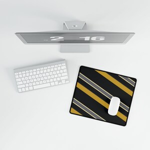 Tapis de bureau à rayures de course abstraites, sous-main géométrique noir et or (minuit et or), cadeau pour les passionnés de voitures image 9