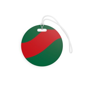 Abstract Racing Stripe Luggage Tag, Green White Red Geometric Bag Tag (Bathurst Green), Travel Gift for Him image 7