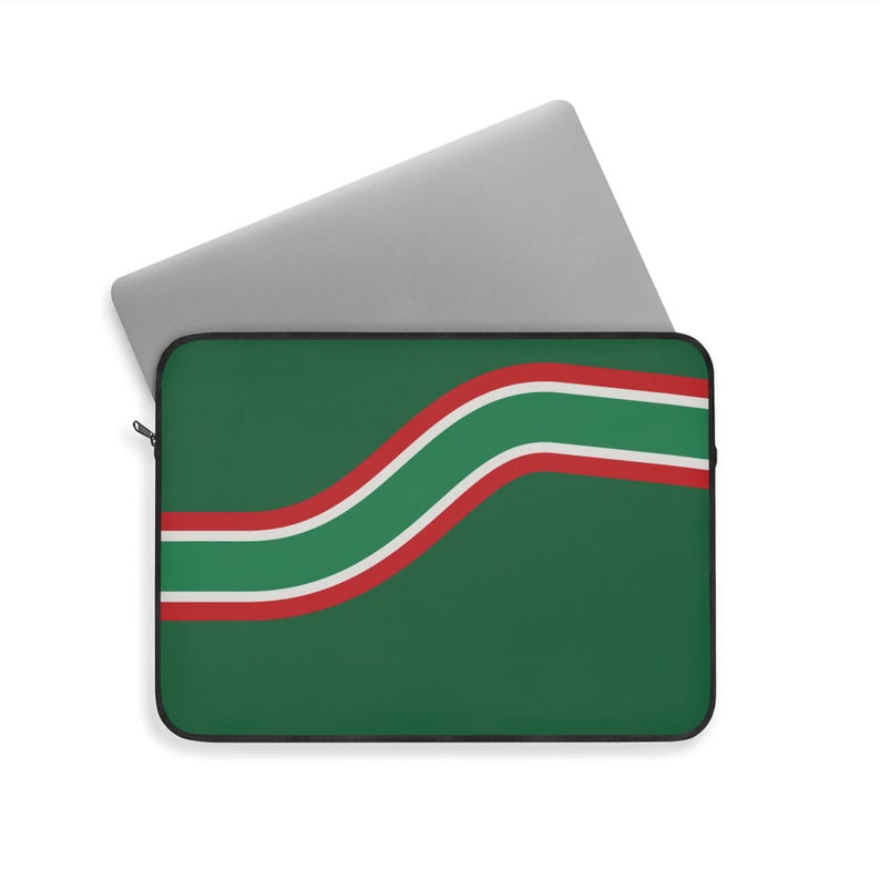 Abstract Racing Stripe Laptop Sleeve, Green White Red Geometric Laptop Case (Bathurst Green), Gift for Car Lovers image 9