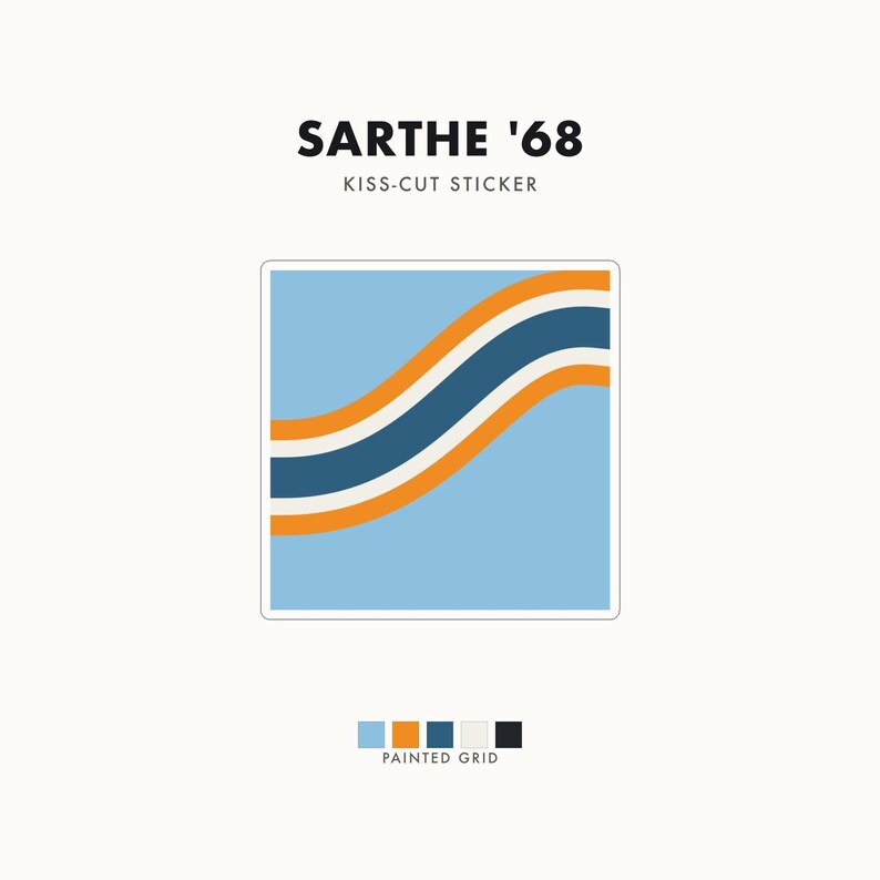 Abstract Racing Stripe Sticker, Powder Blue Marigold Geometric Vinyl Decal (Sarthe ’68), Car Lover Gift bild 1