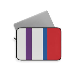 Housse pour ordinateur portable à rayures de course abstraites, étui géométrique bleu clair, violet et rouge (Bavarian Three), cadeau pour les passionnés de voitures image 3