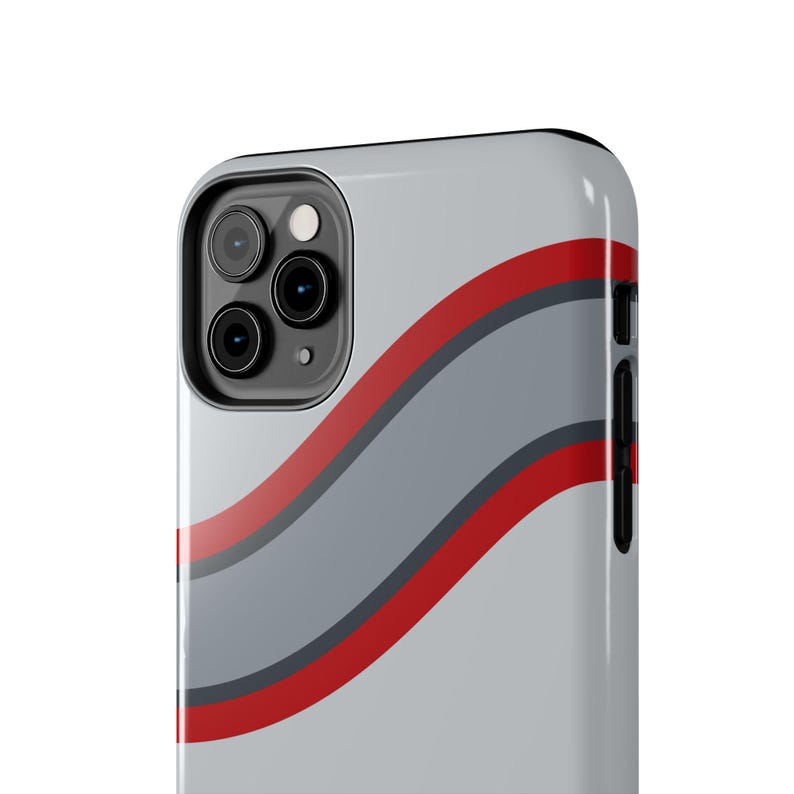 Coque de téléphone à rayures abstraites, motif géométrique argent et rouge (Avus Silver), cadeau rétro sport automobile image 17