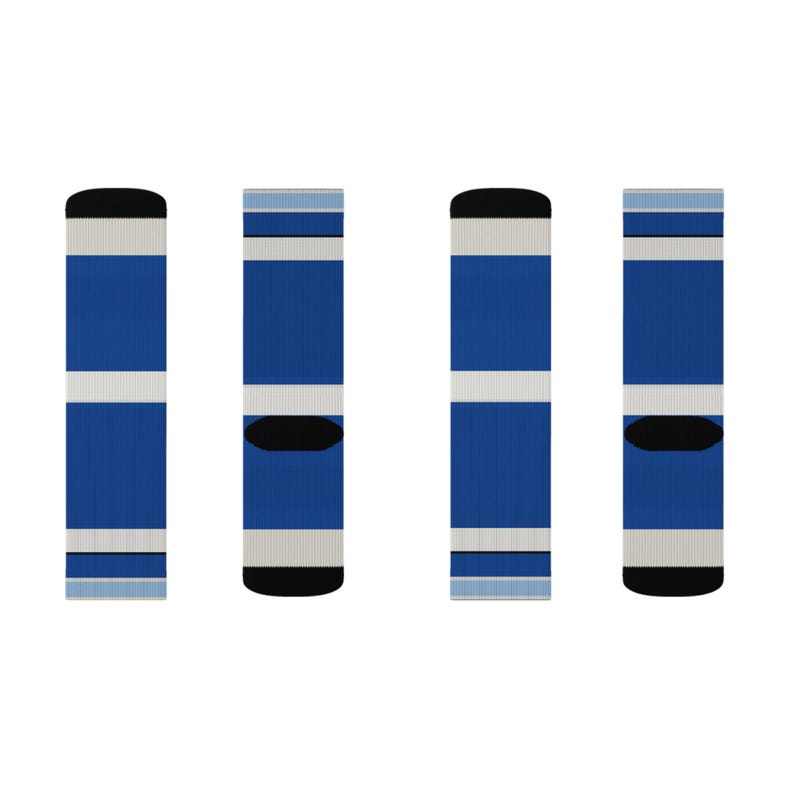 Abstract Racing Stripe Socks, French Racing Blue Bone Novelty Dress Socks (Reims Blue), Motorsport Gift for Him image 11