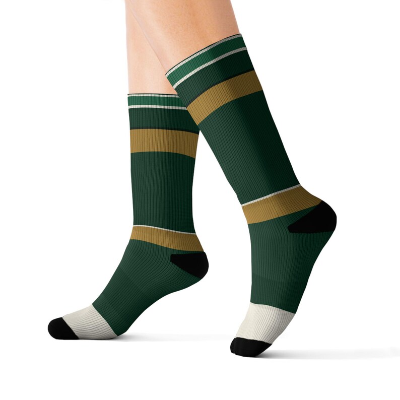 Calcetines con rayas de carreras abstractas, calcetines de vestir originales de latón verde British Racing Green (Brooklands Green), regalo de automovilismo para él. imagen 10