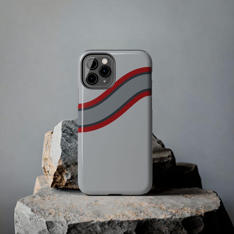 Coque de téléphone à rayures abstraites, motif géométrique argent et rouge (Avus Silver), cadeau rétro sport automobile image 12