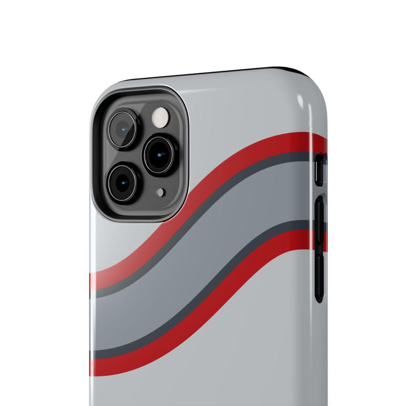 Coque de téléphone à rayures abstraites, motif géométrique argent et rouge (Avus Silver), cadeau rétro sport automobile image 11