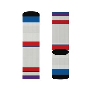 Abstract Racing Stripe Socks, Light Blue Violet Red Novelty Dress Socks (Bavarian Three), Motorsport Gift for Him image 12