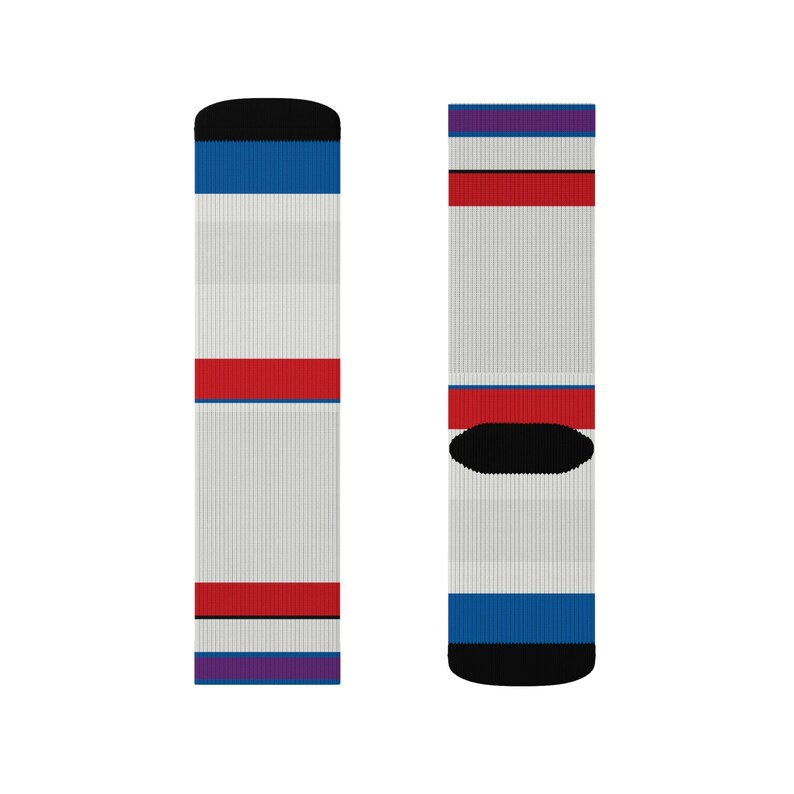 Abstract Racing Stripe Socks, Light Blue Violet Red Novelty Dress Socks (Bavarian Three), Motorsport Gift for Him image 12