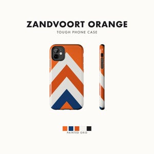 Abstract Racing Stripe Phone Case, Orange Deep Blue Geometric Cover (Zandvoort Orange), Retro Motorsport Gift imagen 1