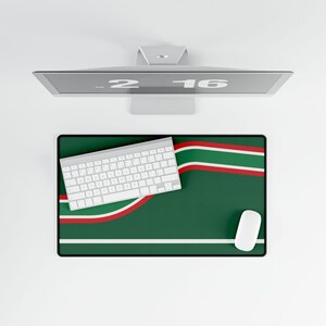 Abstract Racing Stripe Desk Mat, Green White Red Geometric Desk Pad (Bathurst Green), Gift for Car Lovers image 13