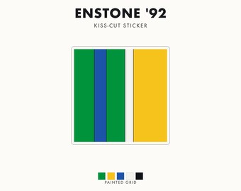 Abstract Racing Stripe Sticker, Green Yellow Blue Geometric Vinyl Decal (Enstone ’92), Car Lover Gift