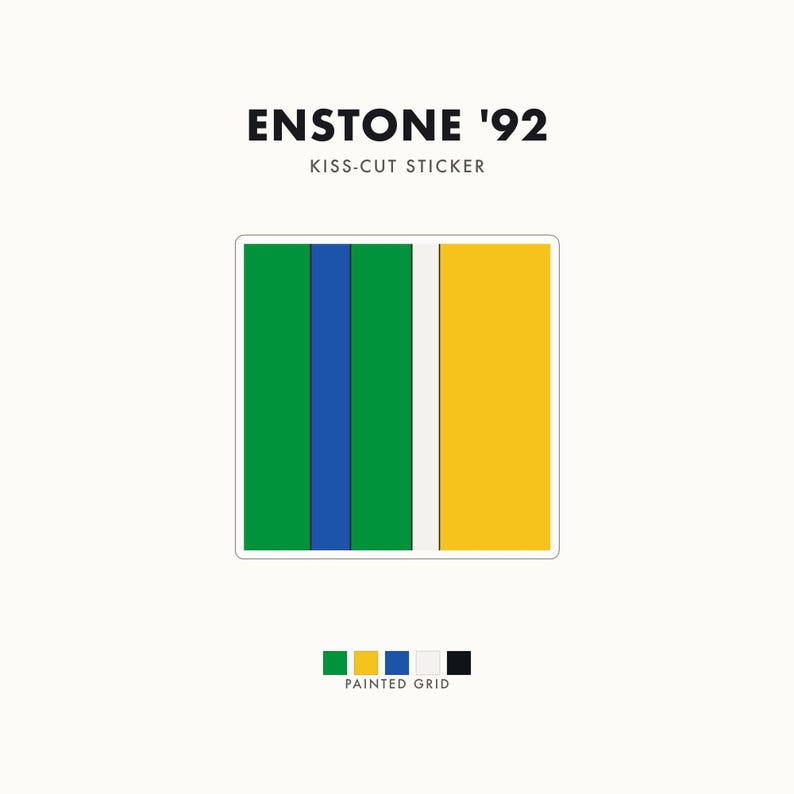 Abstract Racing Stripe Sticker, Green Yellow Blue Geometric Vinyl Decal (Enstone ’92), Car Lover Gift
