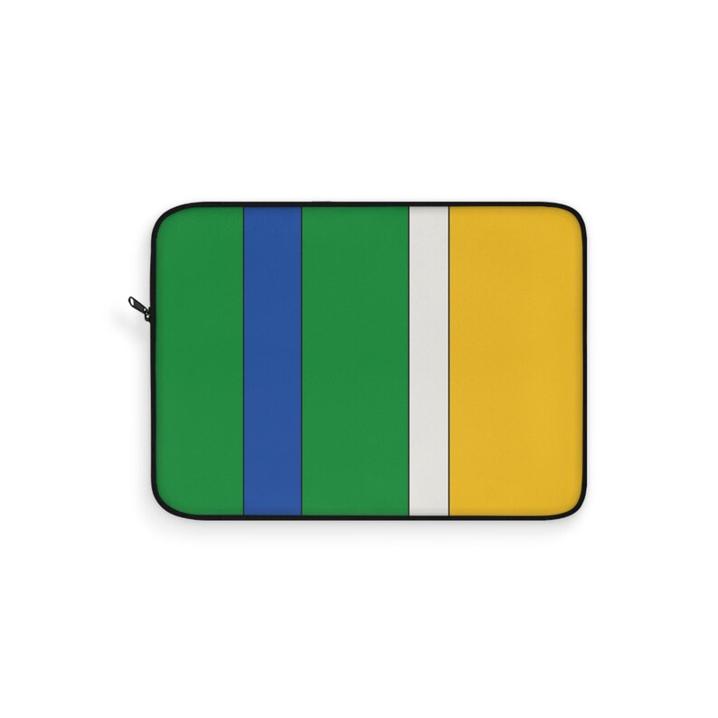 Abstract Racing Stripe Laptop Sleeve, Green Yellow Blue Geometric Laptop Case (Enstone ’92), Gift for Car Lovers image 2
