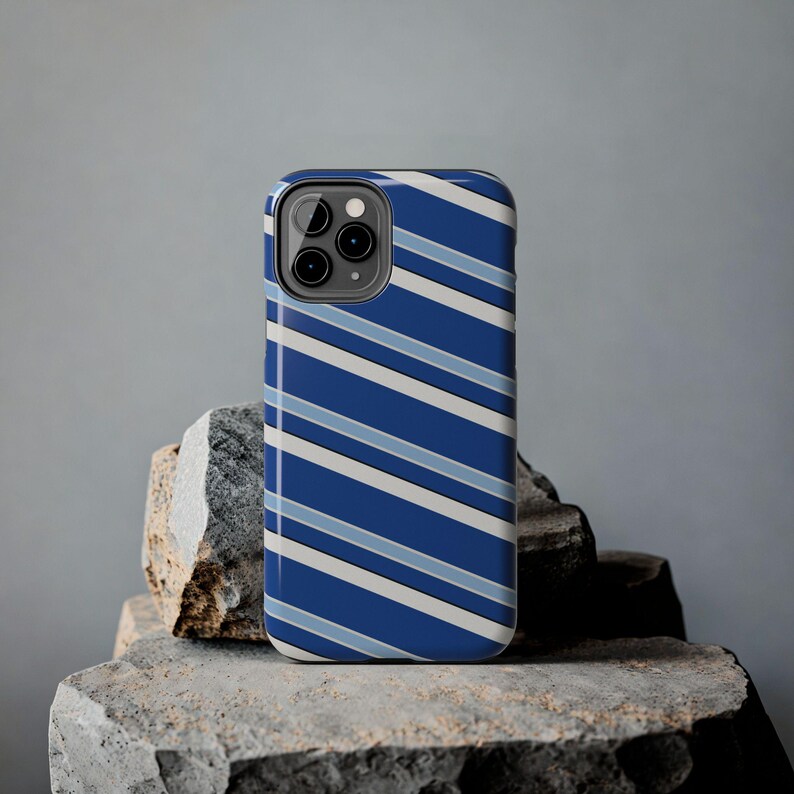 Abstract Racing Stripe Phone Case, French Racing Blue Bone Geometric Cover (Reims Blue), Retro Motorsport Gift image 12