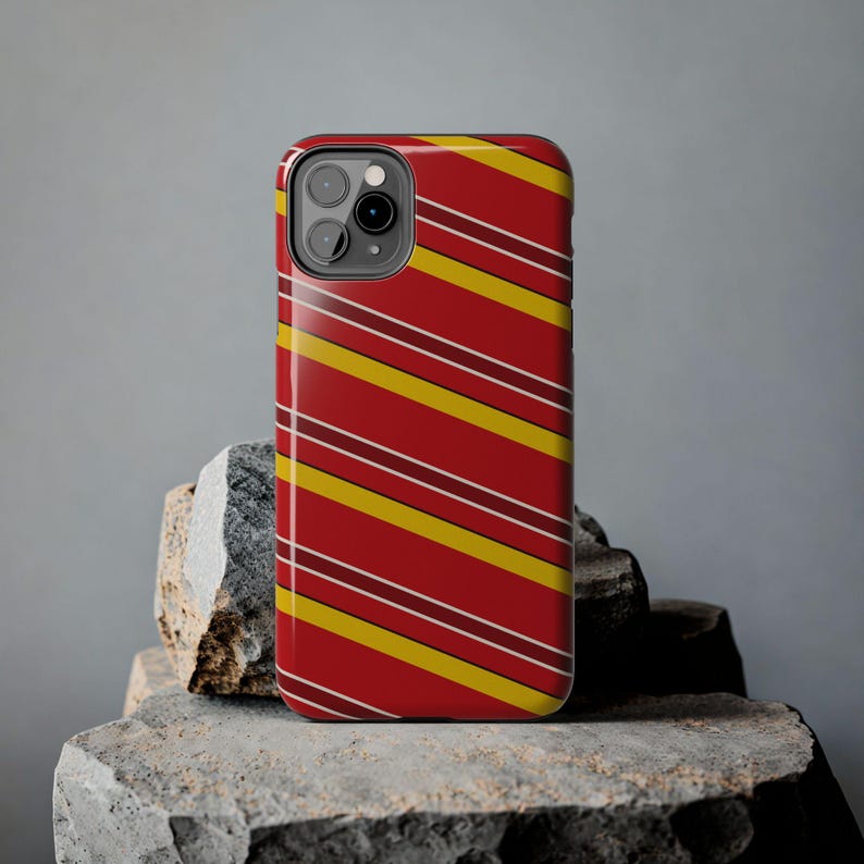 Abstract Racing Stripe Phone Case, Racing Red Shield Yellow Geometric Cover (Modena Red), Retro Motorsport Gift image 18