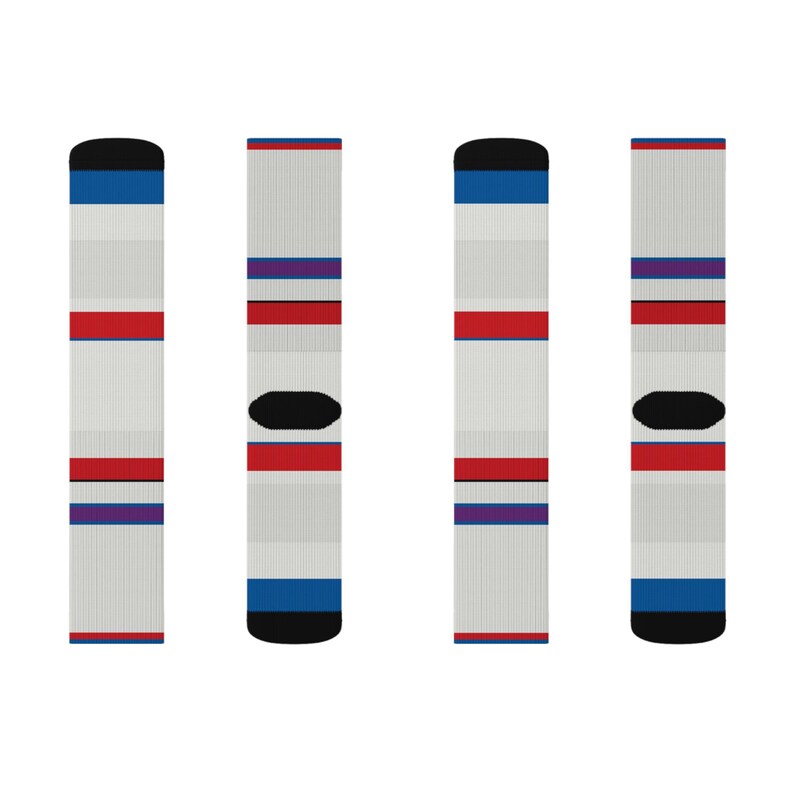 Abstract Racing Stripe Socks, Light Blue Violet Red Novelty Dress Socks (Bavarian Three), Motorsport Gift for Him image 7