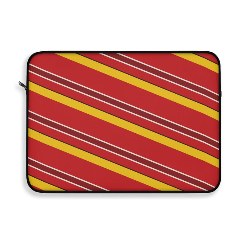 Abstracte laptophoes met racestrepen, rode race-schild en gele geometrische laptophoes (Modena Red), cadeau voor autoliefhebbers afbeelding 8