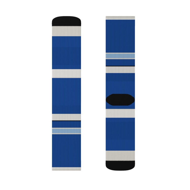 Abstract Racing Stripe Socks, French Racing Blue Bone Novelty Dress Socks (Reims Blue), Motorsport Gift for Him image 9
