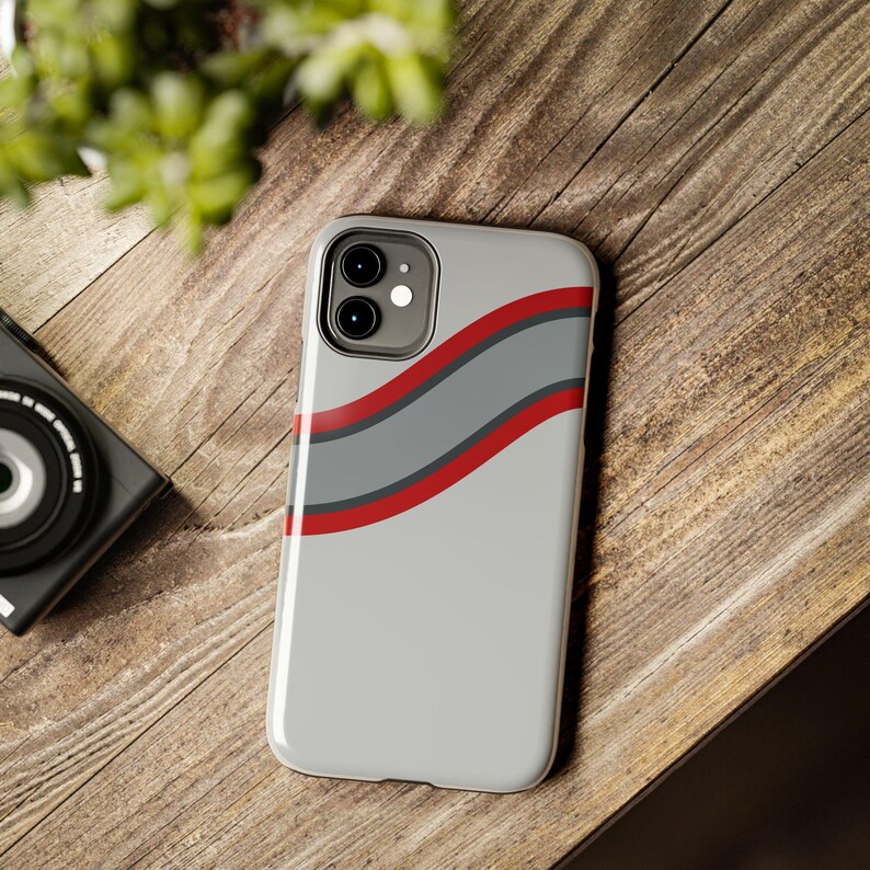 Coque de téléphone à rayures abstraites, motif géométrique argent et rouge (Avus Silver), cadeau rétro sport automobile image 7
