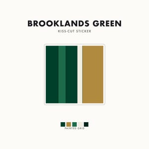 Abstract Racing Stripe Sticker, British Racing Green Brass Geometric Vinyl Decal (Brooklands Green), Car Lover Gift image 1