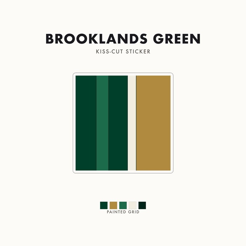 Abstract Racing Stripe Sticker, British Racing Green Brass Geometric Vinyl Decal (Brooklands Green), Car Lover Gift image 1