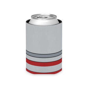 Abstract Racing Stripe Can Cooler, Silver Racing Red Geometric Can Insulator (Avus Silver), Motorsport Gift image 5