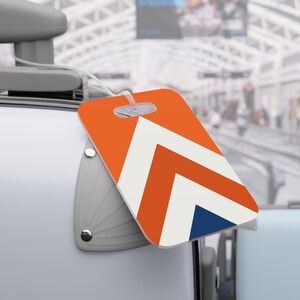 Abstract Racing Stripe Luggage Tag, Orange Deep Blue Geometric Bag Tag (Zandvoort Orange), Travel Gift for Him image 5