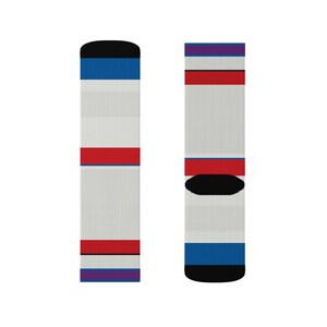 Abstract Racing Stripe Socks, Light Blue Violet Red Novelty Dress Socks (Bavarian Three), Motorsport Gift for Him image 13