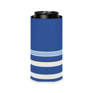 Abstract Racing Stripe Can Cooler, French Racing Blue Bone Geometric Can Insulator (Reims Blue), Motorsport Gift image 9