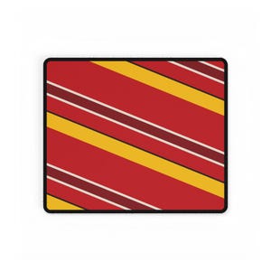 Abstract Racing Stripe Desk Mat, Racing Red Shield Yellow Geometric Desk Pad (Modena Red), Gift for Car Lovers image 6