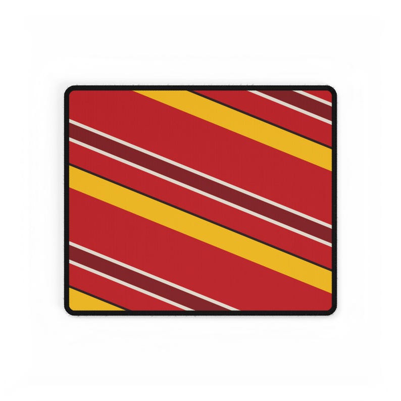 Abstract Racing Stripe Desk Mat, Racing Red Shield Yellow Geometric Desk Pad (Modena Red), Gift for Car Lovers image 6