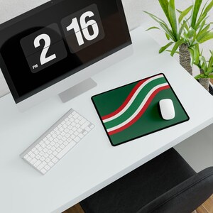 Abstract Racing Stripe Desk Mat, Green White Red Geometric Desk Pad (Bathurst Green), Gift for Car Lovers image 8