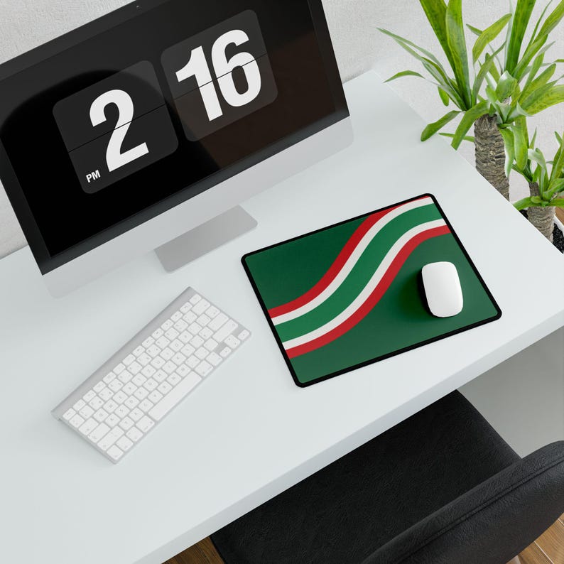 Abstract Racing Stripe Desk Mat, Green White Red Geometric Desk Pad (Bathurst Green), Gift for Car Lovers image 8