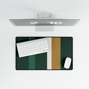 Abstract Racing Stripe Desk Mat, British Racing Green Brass Geometric Desk Pad (Brooklands Green), Gift for Car Lovers image 13