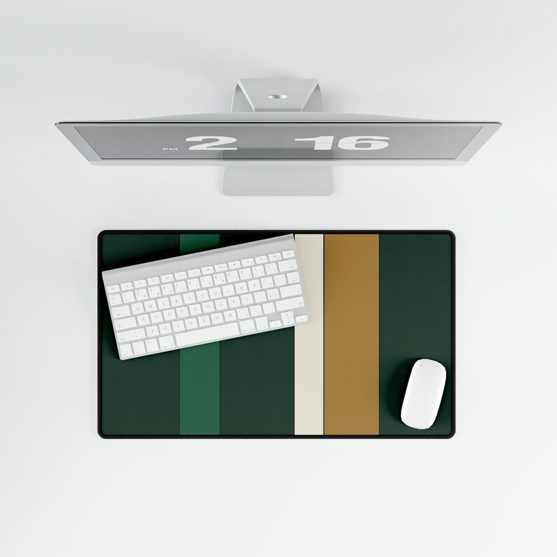 Abstract Racing Stripe Desk Mat, British Racing Green Brass Geometric Desk Pad (Brooklands Green), Gift for Car Lovers image 13