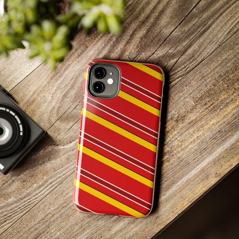Abstract Racing Stripe Phone Case, Racing Red Shield Yellow Geometric Cover (Modena Red), Retro Motorsport Gift image 7