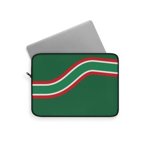 Abstract Racing Stripe Laptop Sleeve, Green White Red Geometric Laptop Case (Bathurst Green), Gift for Car Lovers image 3