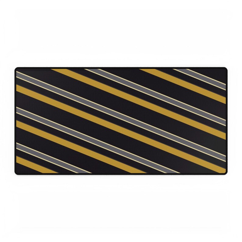 Tapis de bureau à rayures de course abstraites, sous-main géométrique noir et or (minuit et or), cadeau pour les passionnés de voitures image 2